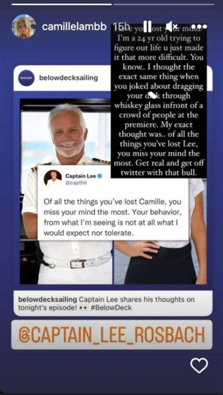Below Deck’s Camille Lamb claps back at Captain Lee Rosbach after he called out her behavior