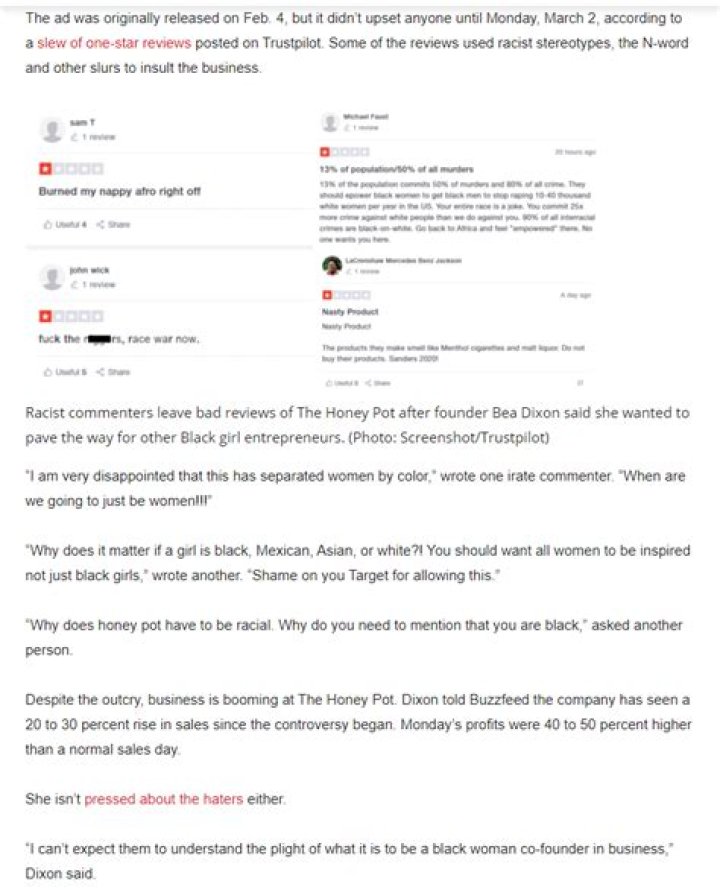 Black-Owned Company Honey Pot Co. Doubles Sales Thanks to White Women’s Fragility Over Target Commercial Centering Black Girls
