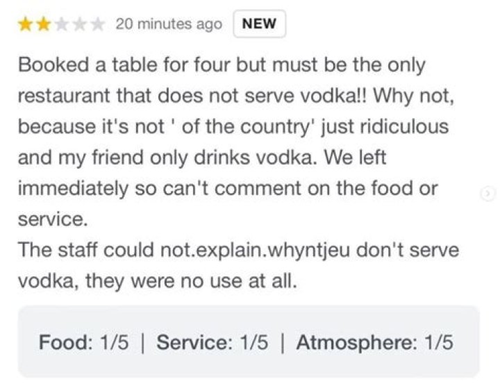 Customers walk out of restaurant without even ORDERING and leave a two star review… but sassy owner hits back