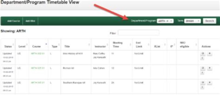 Department/Program Timetable Editor Overview