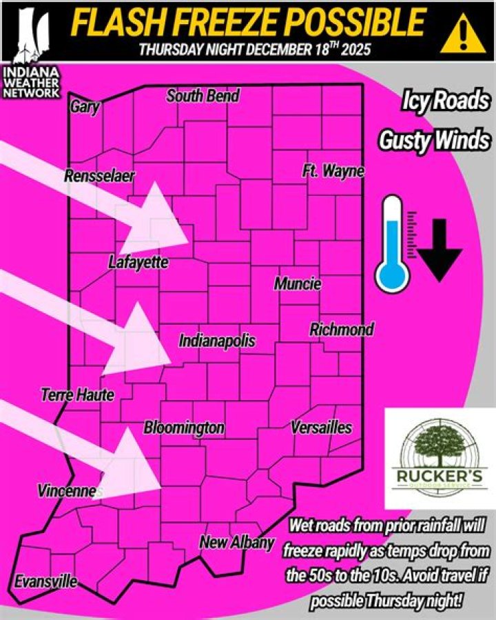 Flash freeze & blowing snow Thursday