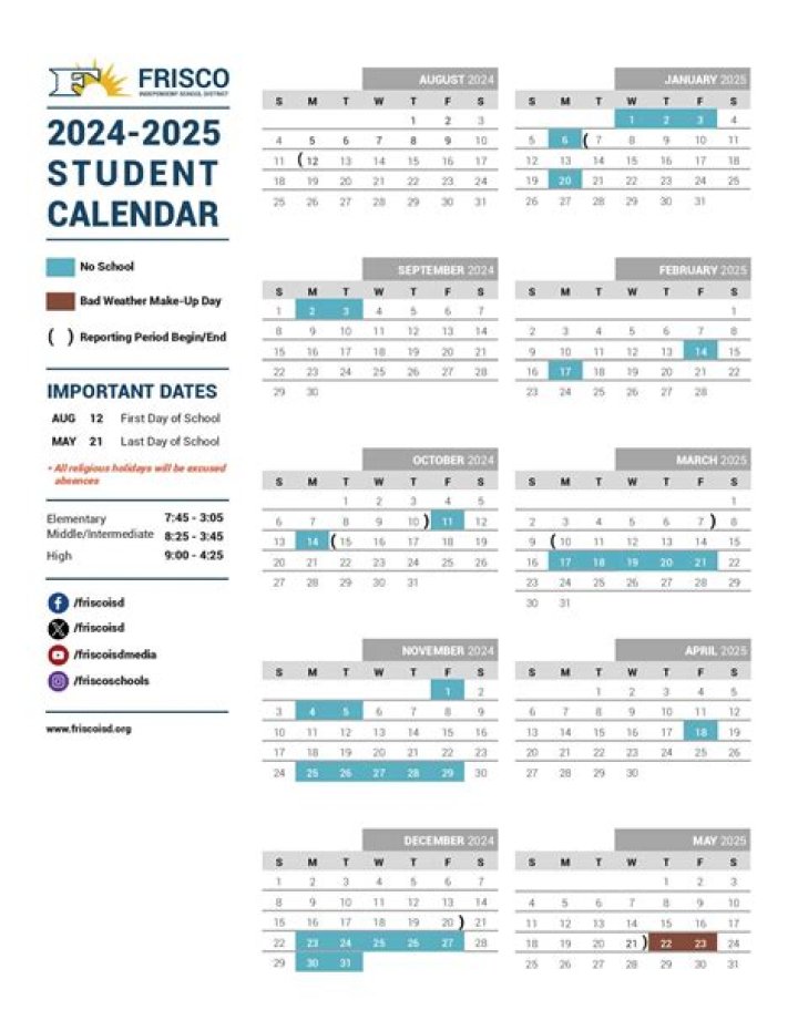 Frisco ISD Parent Engagement Calendar