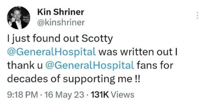General Hospital star Kin Shriner reveals surprising exit