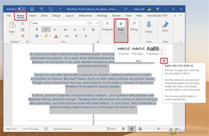 How to clear formatting in a word document