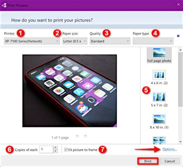 How to print photos in windows 10