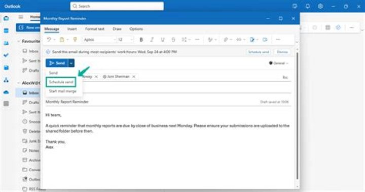 How to schedule an email in outlook