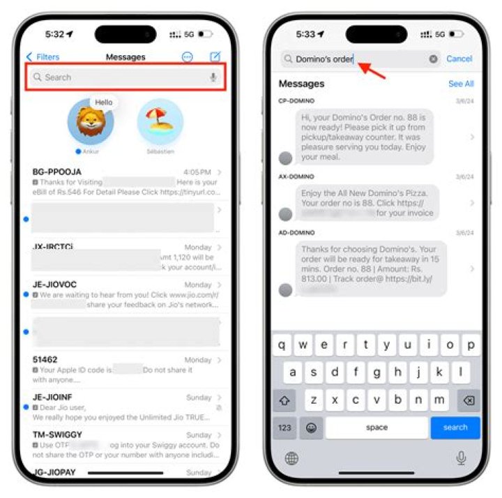 How to search within text messages on iphone or ipad