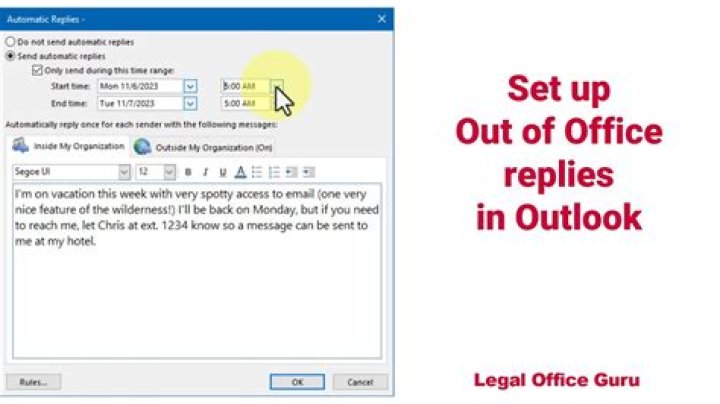 How to set up an out of office reply in windows 10 mail