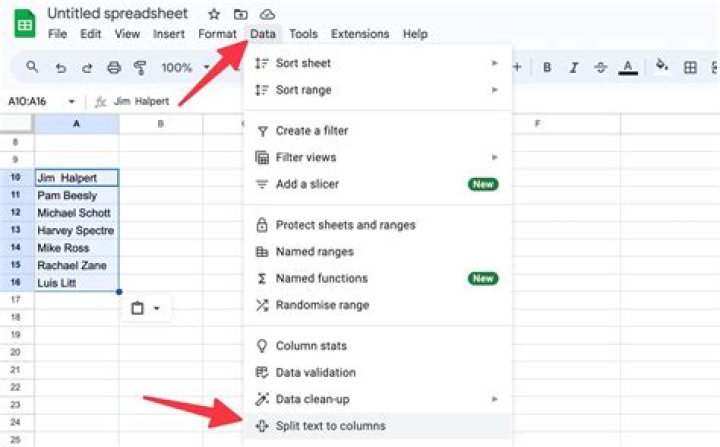How to split text in google sheets