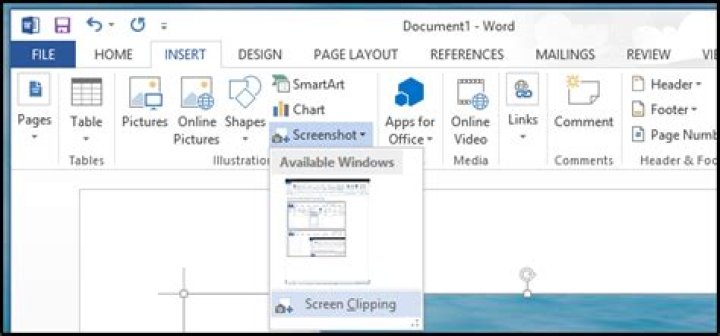 How to use microsoft word 2013’s built-in screenshot tool