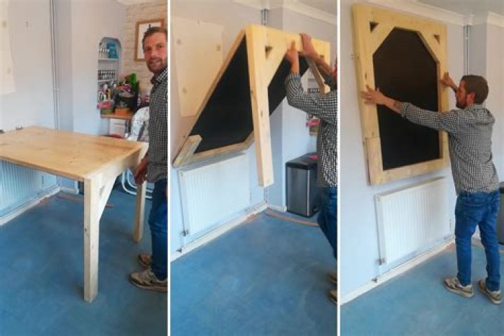 Husband praised for making £37 dining table which folds into wall after wife moans their old one takes up too much space