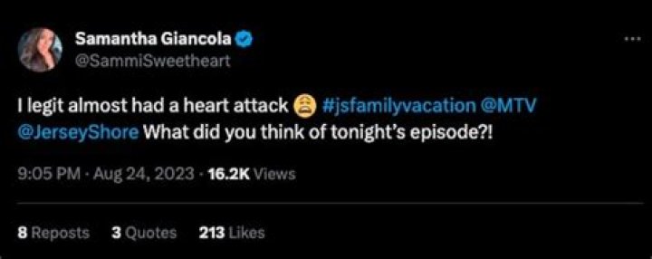 Jersey Shore’s Sammi Sweetheart says she ‘almost had a heart attack’ during Family Vacation incident