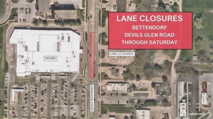 Lanes of Devils Glen Rd. in Bettendorf closed for water work