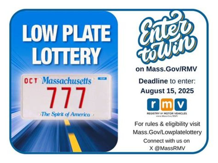 Massachusetts registry holds annual low number plate lottery