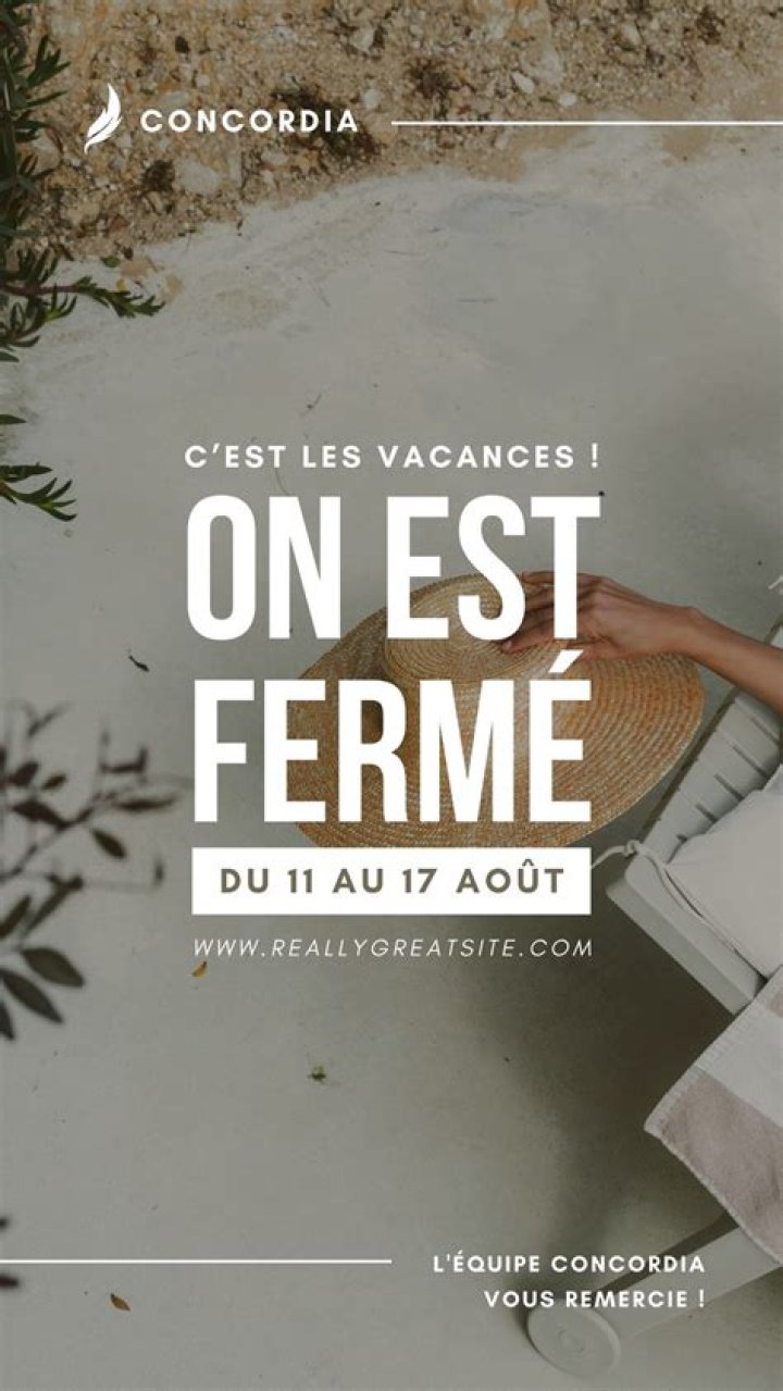 Modèle affiche fermeture vacances Word, GRATUIT