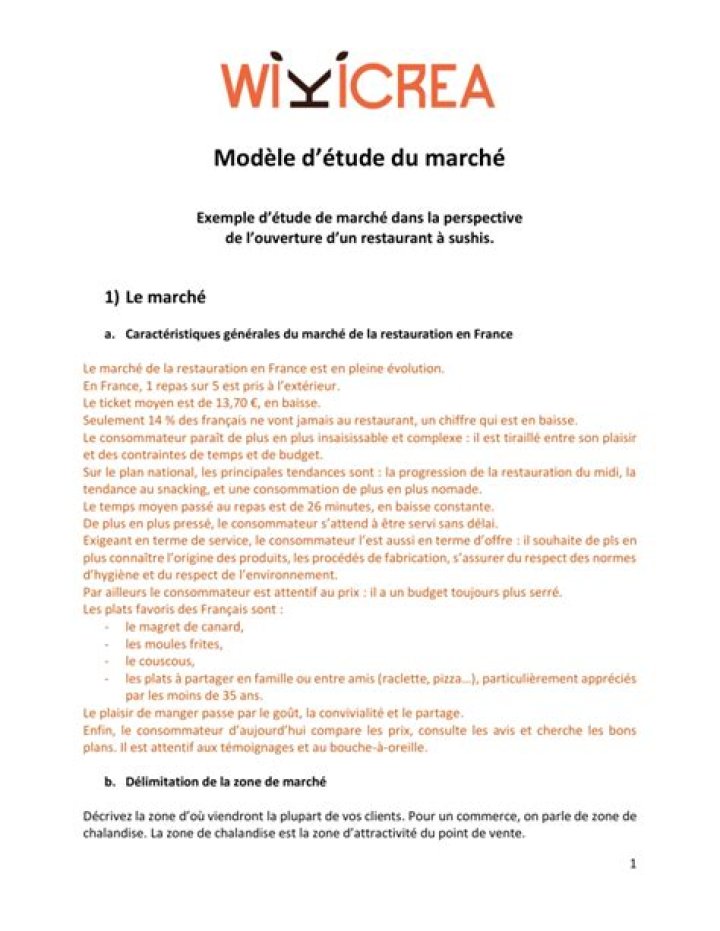 Modèle d’étude de marché Word gratuit : exemple parfait
