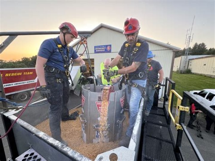 Morrison firefighters demonstrates corn grain rescue at Whiteside County Fair