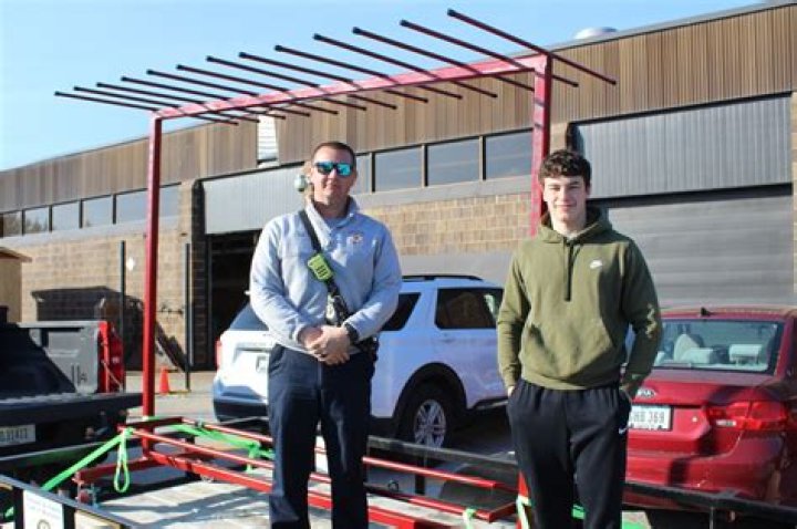 Muscatine High student designs, welds, hose-drying rack for fire dept.