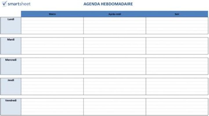 Planning hebdomadaire de travail EXCEL : modèle gratuit