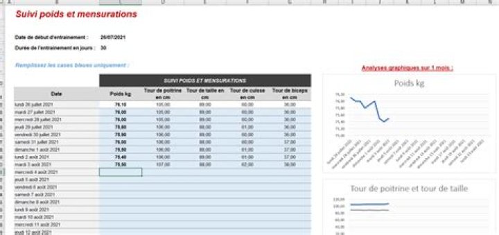 Planning sport Excel : suivez vos efforts et performances