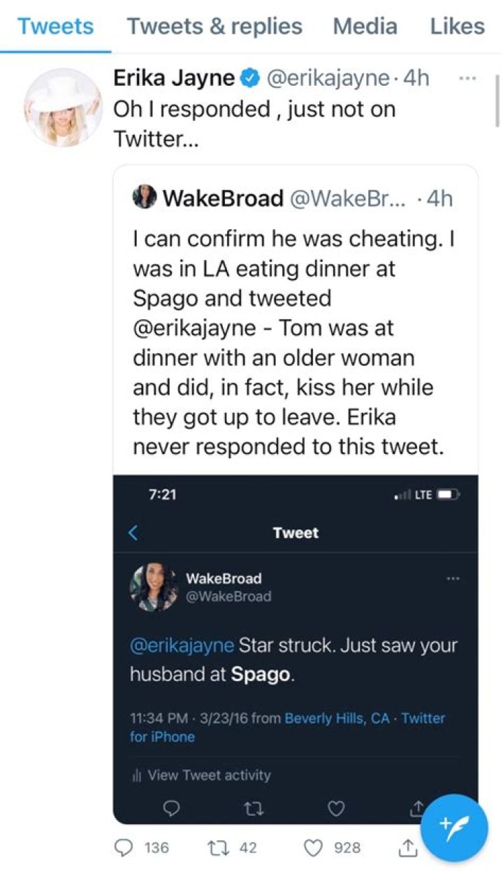 RHOBH: Erika Jayne responds after Twitter user confirms Tom Girardi cheating story