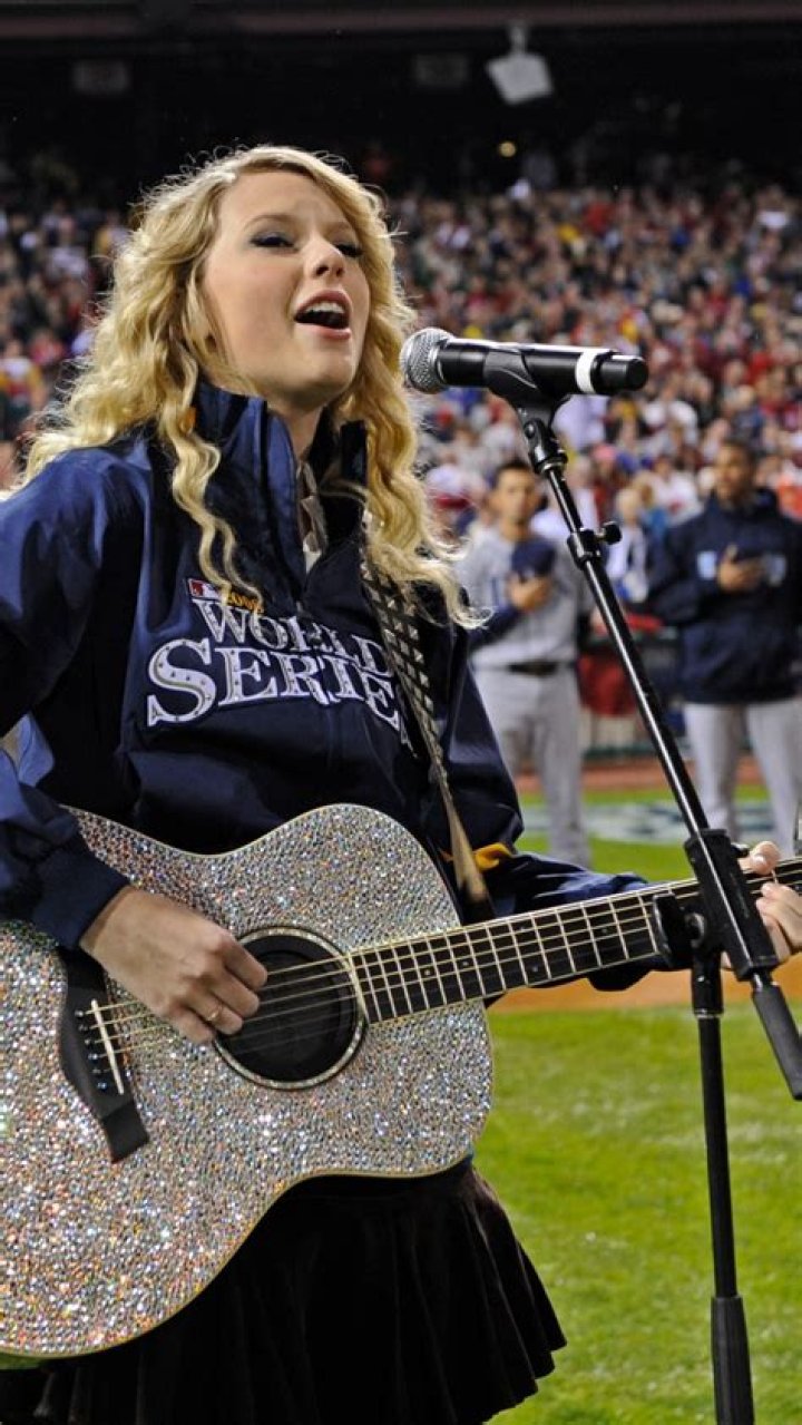 Taylor Swift’s connections to sports go back to her early days performing the national anthem